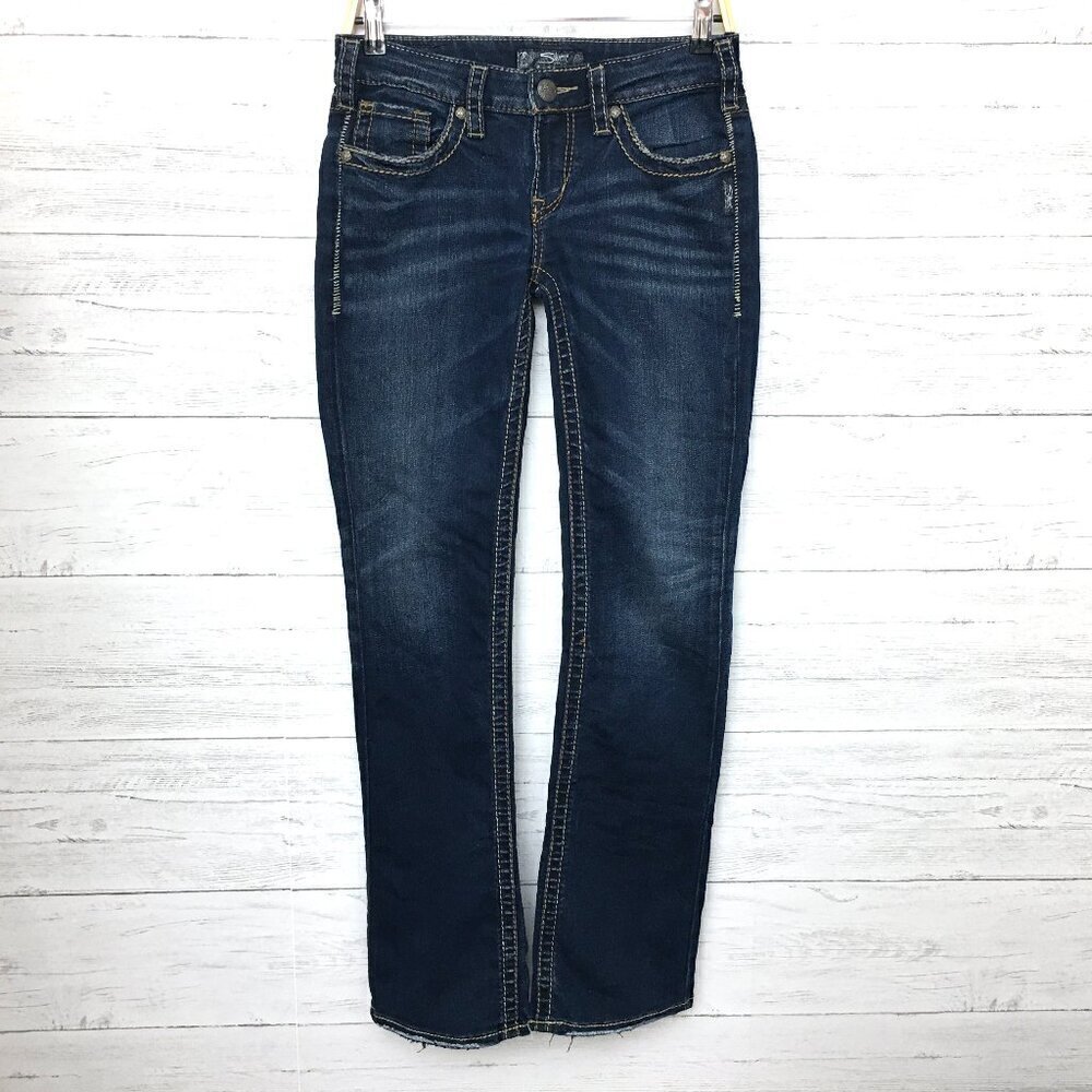 Silver Jeans Women's Aiko Bootcut Jeans Low Rise Embroidery size 26 length 32"